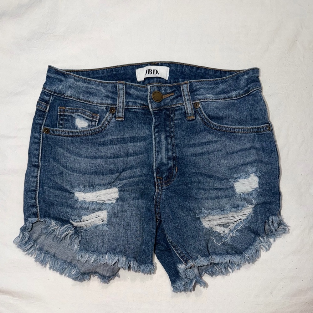 Just Black Frayed Hem Blue Jean Shorts
